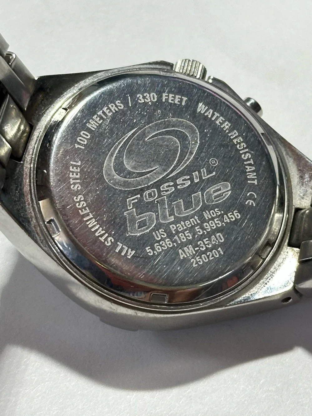 Y2K OlderBrotherCore Fossil Stainless Watch w/ Red Dial AM-3540 (Untested) Goth